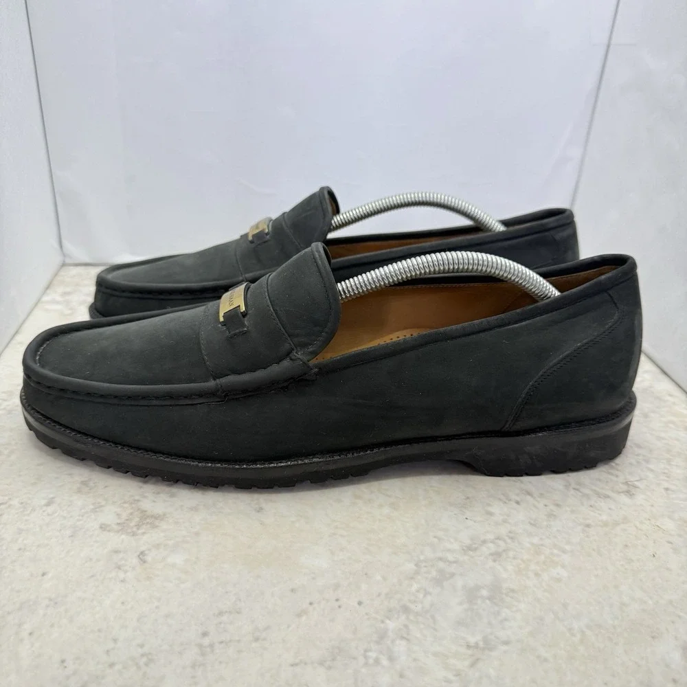 Cole Haan Men's Size 11.5 D Black Nubuck Bit Loafers Lug Sole Slip On Shoes